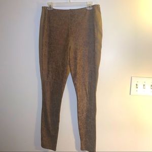 Lyssa Brown Leggings with Faux Leather Front Size Large Make Offer